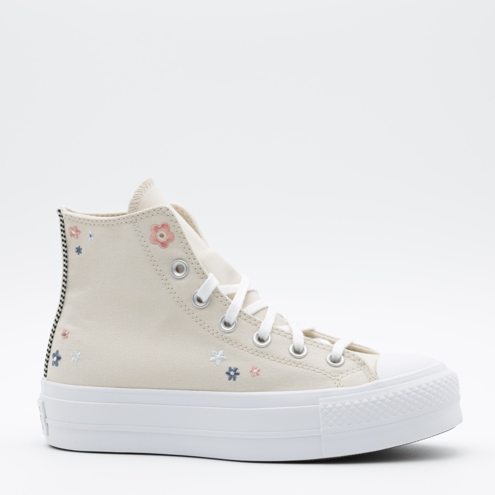 Converse Women's Chuck Taylor All Star Lift Platform Floral Shoes Ivory Size 8 - Picture 2 of 12